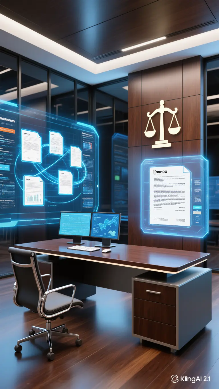 AI-powered legal document automation in a modern law office